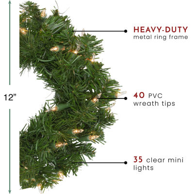 Northlight Deluxe Windsor Pine With Clear Lights Indoor Pre-Lit Christmas Wreath