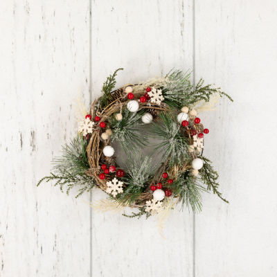 Northlight Frosted Pine And Berries Winter Foliage Unlit Indoor Christmas Wreath