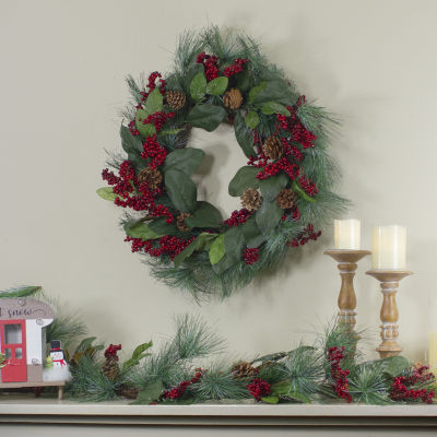 Northlight Leaves Berry And Pine Needle Artificial Unlit Wreath