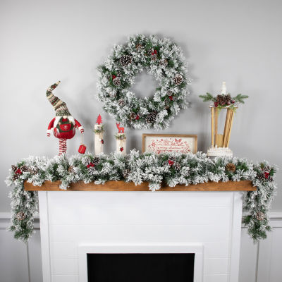 Northlight Flocked Angel Pine With Pine Cones Unlit Wreath