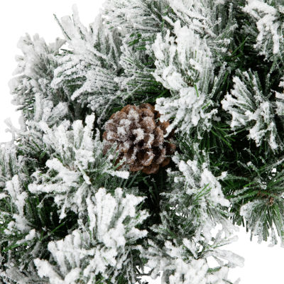 Northlight Flocked Angel Pine With Pine Cones Unlit Outdoor Christmas Wreath