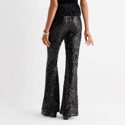 Jingle Ball Womens Juniors Mid Rise Flat Front Pant