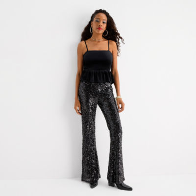 Jingle Ball Womens Juniors Mid Rise Flat Front Pant