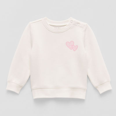 Okie Dokie Baby Girls Round Neck Fleece Long Sleeve Sweatshirt