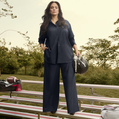 Ashley Graham Womens Plus Relaxing Stripes