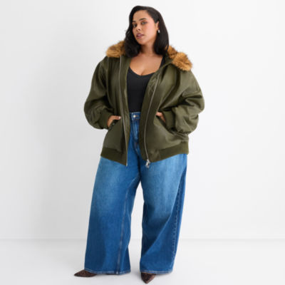 Ashley Graham Womens Plus Faux Casual