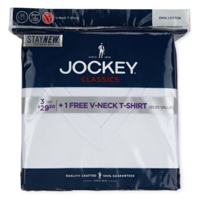 Jockey Classic Bonus Pack Mens 4 Short Sleeve V Neck Moisture Wicking T-Shirt