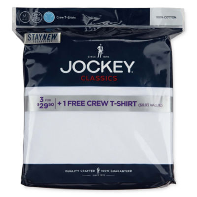 Jockey Classic Bonus Pack Mens 4 Short Sleeve Crew Neck Moisture Wicking T-Shirt