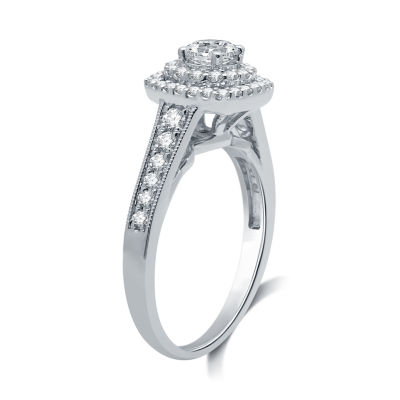 Signature By Modern Bride Womens 1 CT. T.W. Natural White Diamond 14K White Gold Cushion Bridal Set