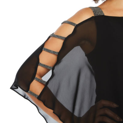 MSK Womens Straight Neck Short Sleeve Jumpsuit