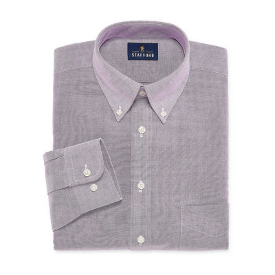 Stafford Wrinkle-Free Mechanical Stretch Mens Regular Fit Stretch Fabric Wrinkle Free Long Sleeve Dress Shirt