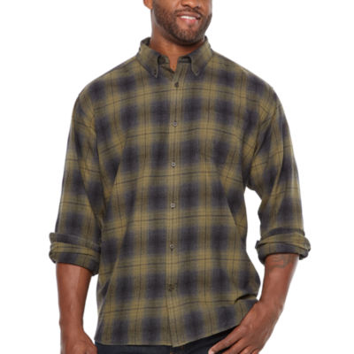 The Foundry Big & Tall Supply Co. Mens Long Sleeve Plaid Button-Down Shirt