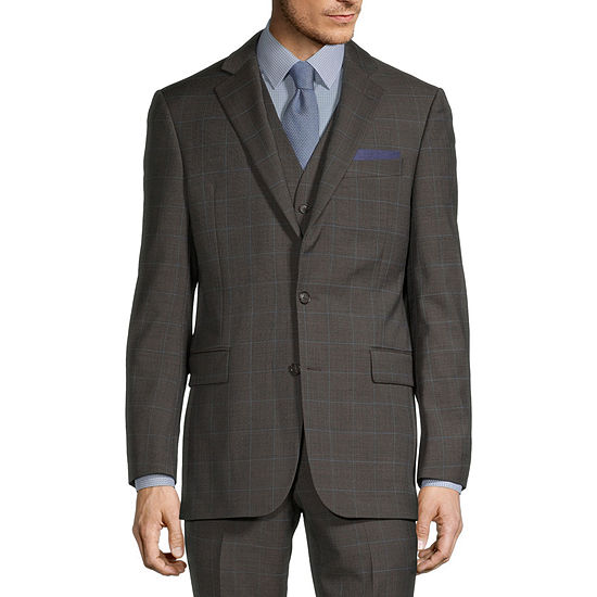 Stafford Super Suit Mens Windowpane Stretch Fabric Classic Fit Suit ...