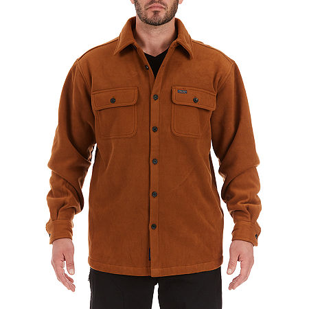 Smiths Workwear Sherpa Lined Mens Fleece Lined Shirt Jacket, Large, Brown