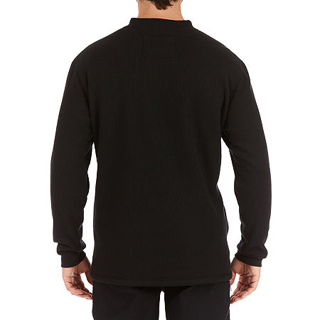 Smiths Workwear Sherpa Bonded Mens Long Sleeve Regular Fit Henley Shirt, Large, Black