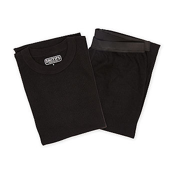 Men's Cotton Waffle Knit Thermal Underwear Set XX-Large / Black