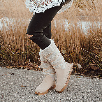 Muk Luks Womens Flexi New York Flat Heel Winter Boots, Color: Sand -  JCPenney