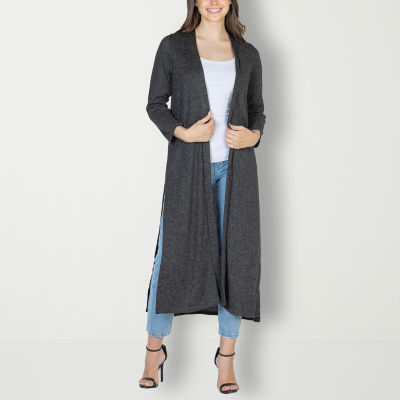 24seven Comfort Apparel Womens Long Sleeve Open Front Cardigan