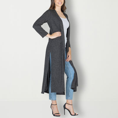 24seven Comfort Apparel Womens Long Sleeve Open Front Cardigan