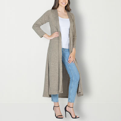 24seven Comfort Apparel Plus Elbow Length Open Front Cardigan