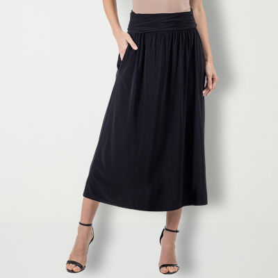 24seven Comfort Apparel Midi Womens Mid Rise Maxi Skirt