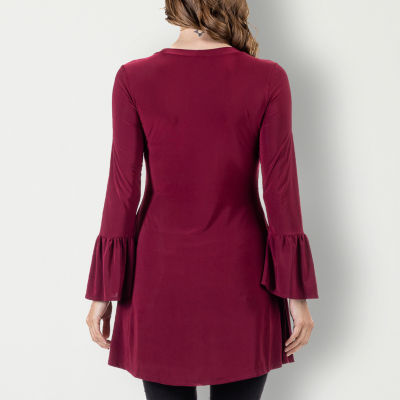 24seven Comfort Apparel Womens Scoop Neck Long Sleeve Tunic Top