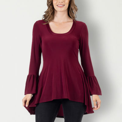 24seven Comfort Apparel Womens Scoop Neck Long Sleeve Tunic Top