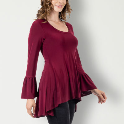 24seven Comfort Apparel Womens Scoop Neck Long Sleeve Tunic Top