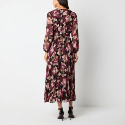 Studio 1 Womens Long Sleeve Floral Maxi Dress Petite