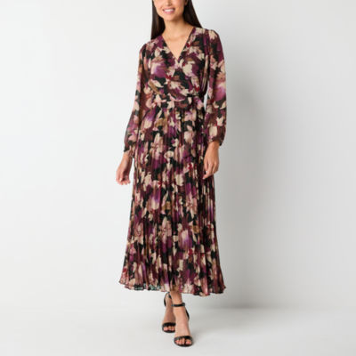 Studio 1 Womens Long Sleeve Floral Maxi Dress Petite