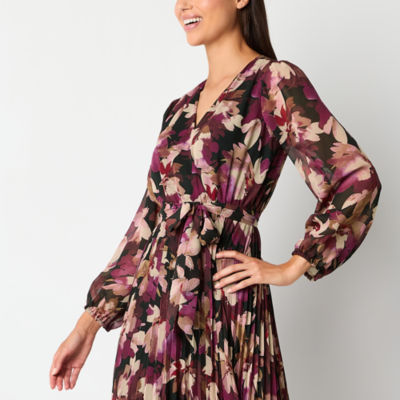 Studio 1 Womens Long Sleeve Floral Maxi Dress Petite