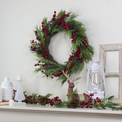 Northlight Mixed Pine And Berries Unlit Indoor Christmas Wreath