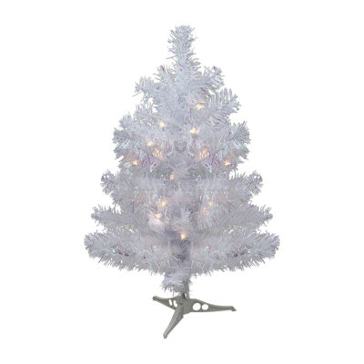 Northlight White Iridescent Pine With Clear Lights 2 Foot Pre-Lit Pine Christmas Tree