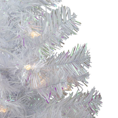 Northlight White Iridescent Pine With Clear Lights 2 Foot Pre-Lit Pine Christmas Tree