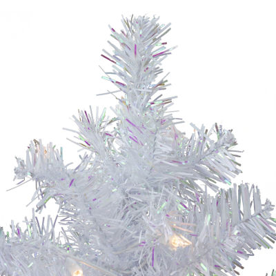 Northlight White Iridescent Pine With Clear Lights 2 Foot Pre-Lit Pine Christmas Tree