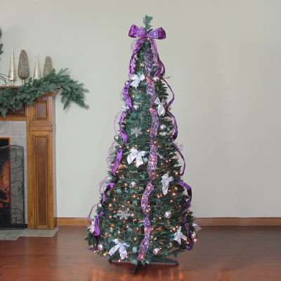 Northlight Purple And Silver With Clear Lights 6 Foot Pre-Lit Christmas Tree