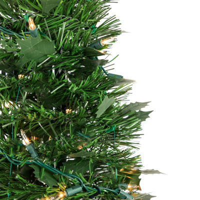 Northlight Holly Leaf Pop-Up With Clear Lights 6 Foot Pre-Lit Christmas Tree