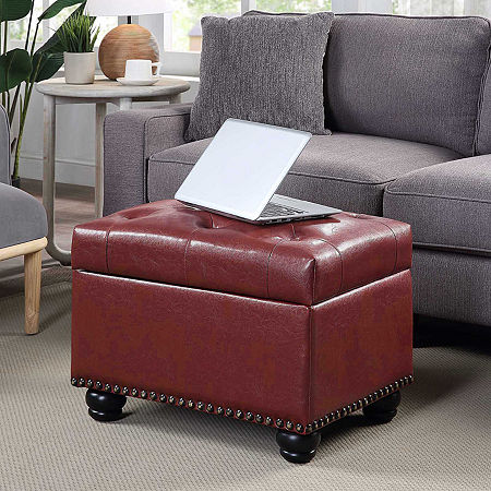 5th Avenue Storage Ottoman, One Size, Red