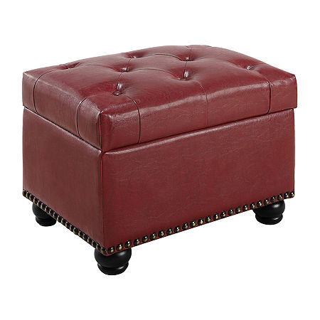 5th Avenue Storage Ottoman, One Size, Red