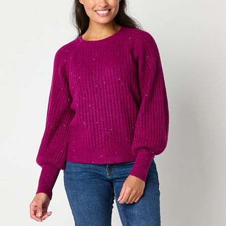 Liz Claiborne Womens Crew Neck Long Sleeve Pullover Sweater, Xx-large, Pink
