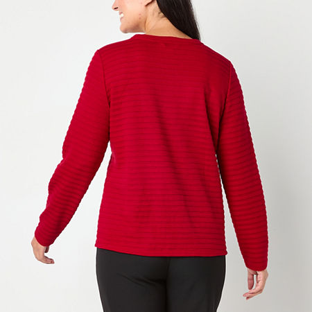 Liz Claiborne Womens Round Neck Long Sleeve Blouse, Petite X-small, Red