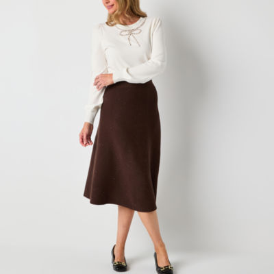 Liz Claiborne Womens Mid Rise Midi A-Line Skirt