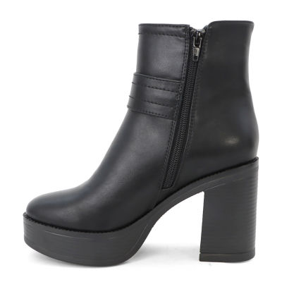 Yoki Womens Yale-07 Stacked Heel Booties