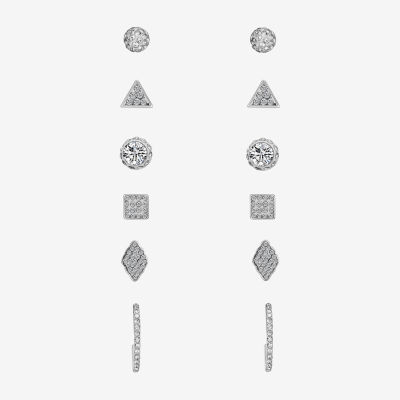 Sparkle Allure A Week Of Sparkle 7-pc. Crystal Pure Silver Over Brass Round Square Triangle Jewelry Set