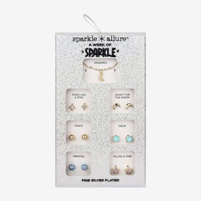 Sparkle Allure A Week Of Sparkle Womens Cubic Zirconia 14K Gold Over Brass Moon Star 7-pc. Jewelry Set