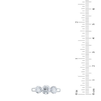 (F / Vs2) Womens 2 CT. T.W. Lab Grown White Diamond 14K White Gold 3-Stone Engagement Ring