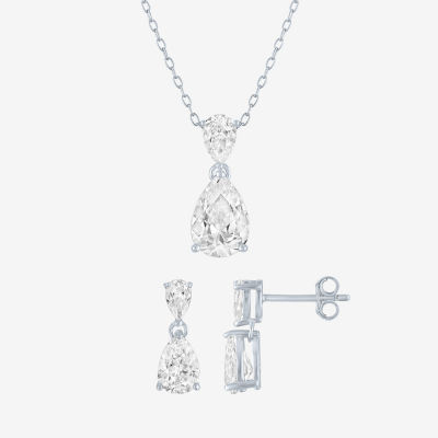 Yes, Please! Womens Lab Created White Sapphire Sterling Silver Pear 2-pc. Jewelry Set