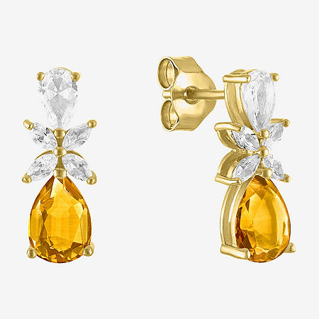 Fine Jewelry Gemstone Sterling Silver Pear Drop Earrings In Yellow