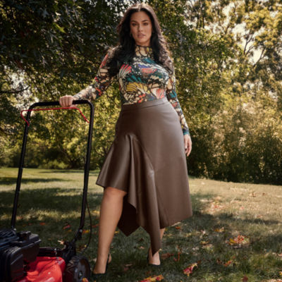 Ashley Graham Womens Plus Printed Luxe