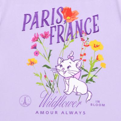 Paris France Womens Juniors Crew Neck Short Sleeve Regular Fit The Aristocats Graphic T-Shirt